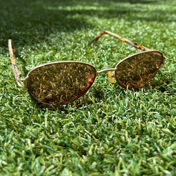 VTG 90’s Brown Round Frame Mens Sunglasses - Picture 1 of 3
